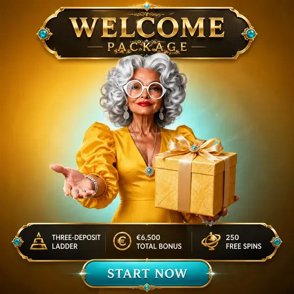 Hôtesse élégante présentant une boîte cadeau du Pack de Bienvenue au portail d'inscription